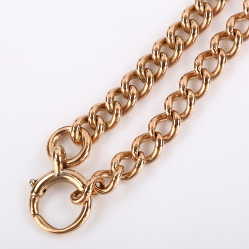 60 - An Antique 9ct rose gold curb link chain necklace, indistinct maker's marks, hallmarks probably Ches... 