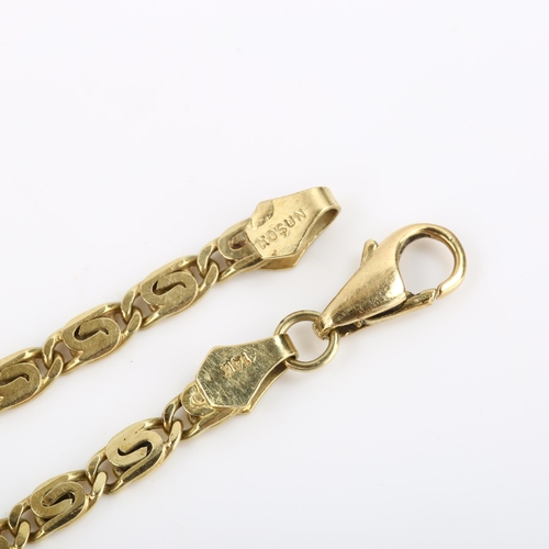 84 - KOSUN - a Turkish 14ct gold fancy link chain bracelet, length 19cm, 7g