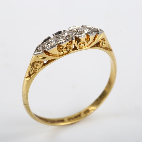 103 - An early/mid-20th century 18ct gold graduated five stone diamond half hoop ring, platinum tops with ... 