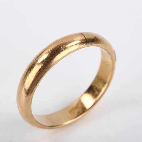 118 - An 18ct gold wedding band ring, band width 3.7mm, size N, 3.4g