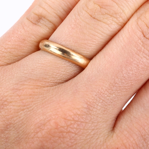 118 - An 18ct gold wedding band ring, band width 3.7mm, size N, 3.4g