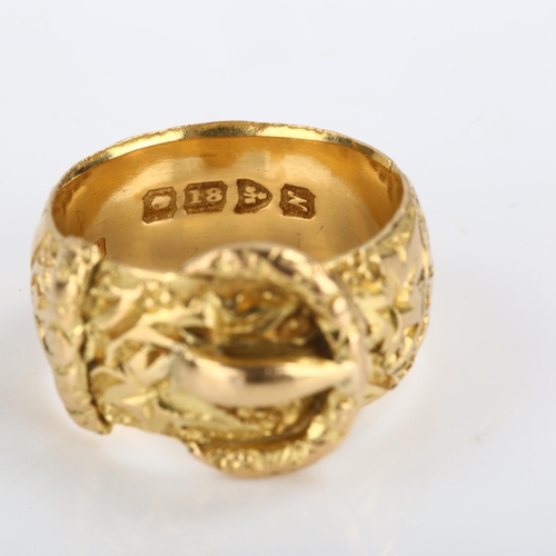 277 - An early 20th century 18ct gold belt buckle band ring, allover floral engraved decoration, maker's m... 