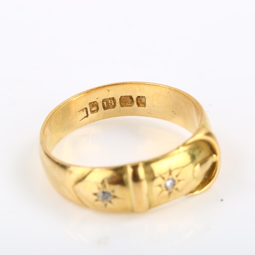 299 - A 19th century 18ct gold diamond belt buckle band ring, set with single-cut diamonds, indistinct mak... 