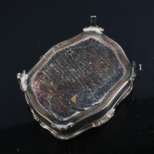 315 - A small George V silver and tortoiseshell pique inlaid dressing table jewel casket, by E S Barnsley ... 