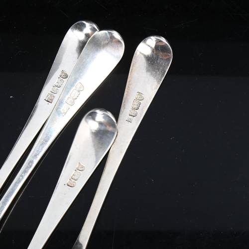 317 - A set of 4 George III silver Old English pattern dinner spoons, with bright-cut engraved decoration,... 