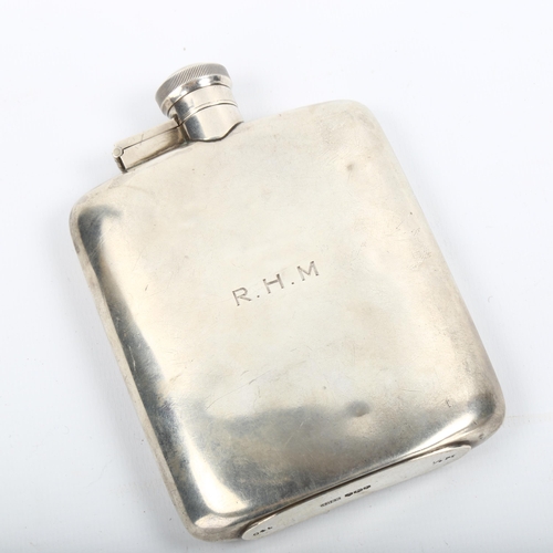 333 - An Edward VIII curved silver quarter pint hip flask, by James Dixon & Sons Ltd, hallmarks Sheffield ... 