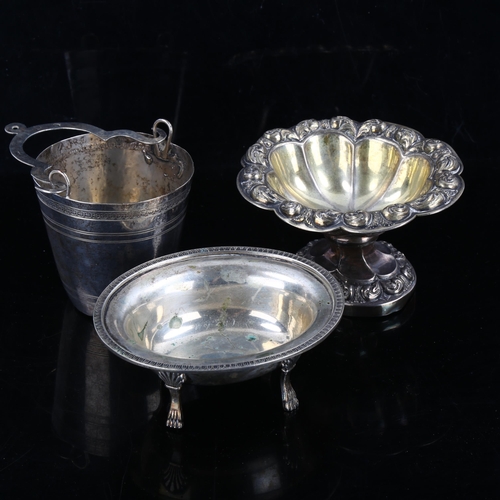 350 - Various silver, comprising Antique Italian bucket, Naples pedestal salt, and 20th century Italian sa... 