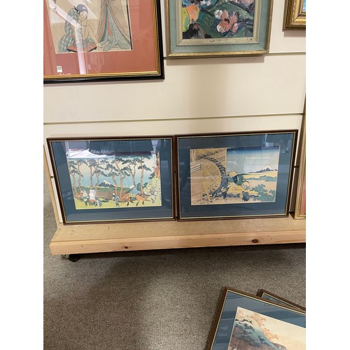 2185 - A group of Japanese re-prints, framed (11)