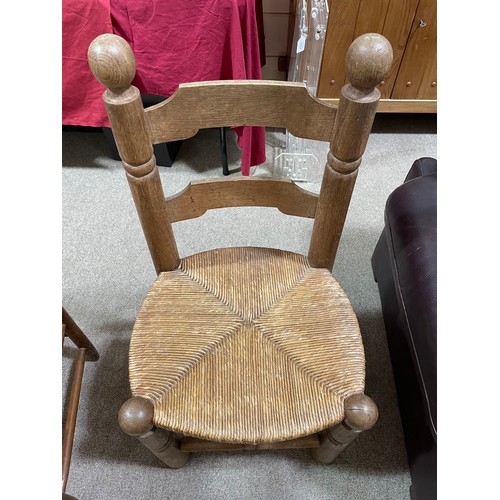 1683 - Attributed to CHARLES DUDOUYT, a pair of mid-century brutalist oak side chairs with flared legs and ... 