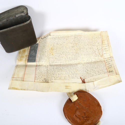 91 - A 1768 handwritten velum Indenture, with original wax seal