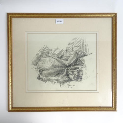 1807 - Minter-Kemp, pencil drawing, reclining nude, 1990, 11