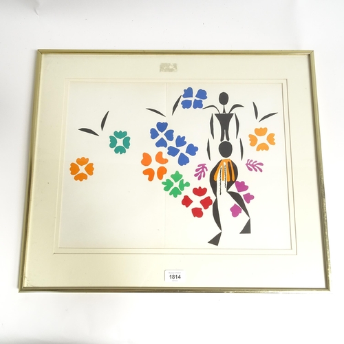 1814 - Henri Matisse, lithograph cut-out, 1958, based on Josephine Baker, issued by Verve, 34cm x 44cm, fra... 