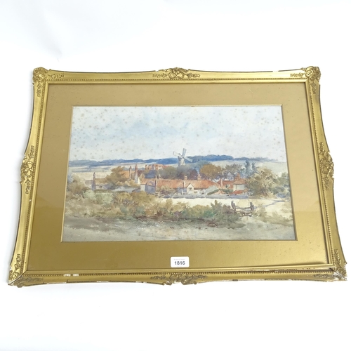 1816 - Watercolour, circa 1900, landscape towards a windmill, unsigned, 13