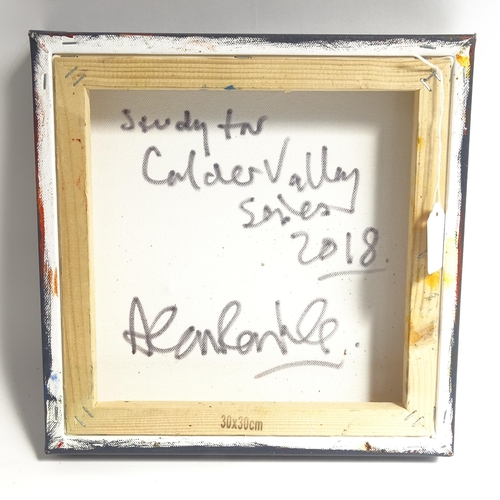 1843 - Alan Rankle, acrylic on canvas, study for Calder Valley Series 2018, signed verso, 30cm x 30cm, unfr... 