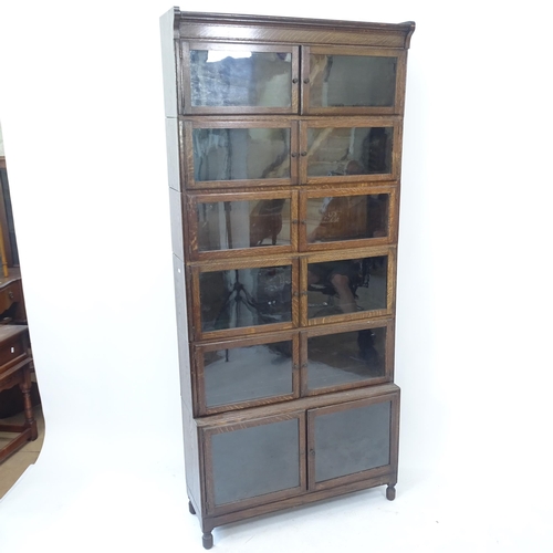 2095 - An early 20th century Minty 6-shelf sectional bookcase, W89cm, H199cm, D30cm