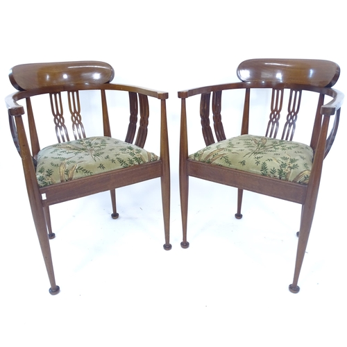 2096 - A pair of Edwardian Arts and Crafts Glasgow School style tub armchairs