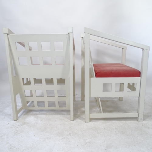 2110 - A pair of Charles Rennie Mackintosh style armchairs