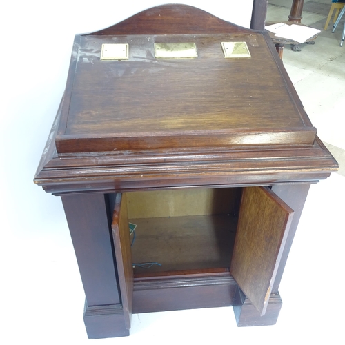 2112 - A Vintage mahogany clerk's desk, W85cm, H117cm, D68cm