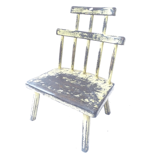 2126 - An early 20th century Eastern European painted wooden comb-back chair. H - 76cm, Seat H - 31cm, W - ... 