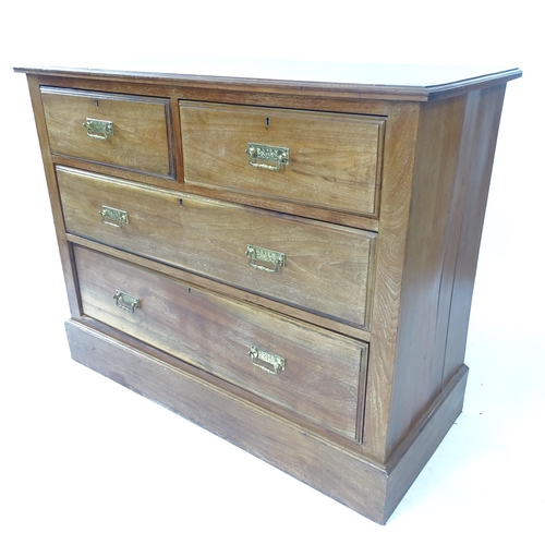 2128 - A reproduction walnut chest of 2 short and 2 long drawers, W105cm, H85cm, D49cm