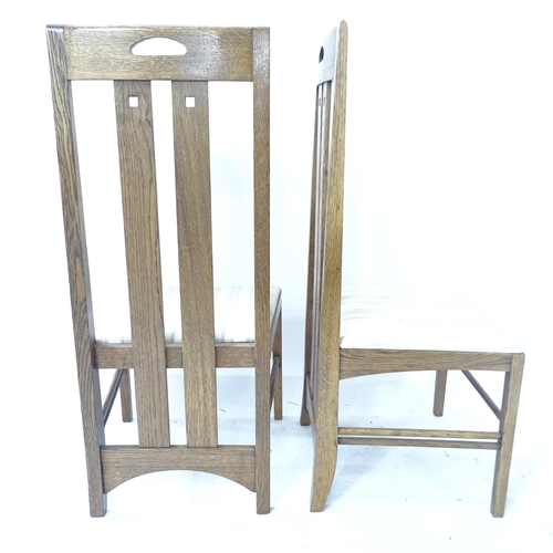 2138 - A set of 4 Charles Rennie Mackintosh design Ingram low-back oak dining chairs, by Freud, London, wit... 