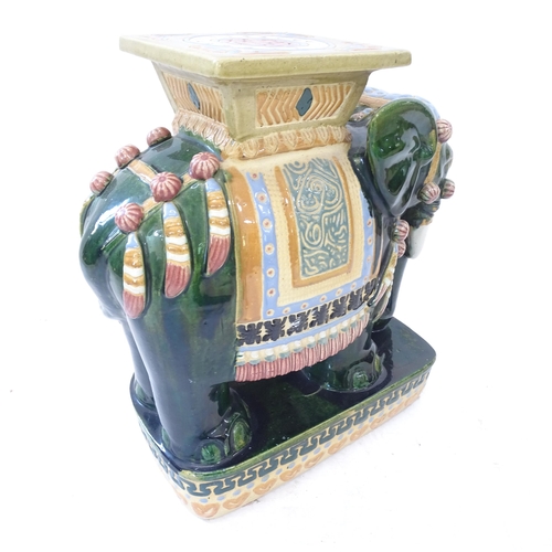 2159 - A ceramic elephant garden seat, L50cm, H56cm, D26cm