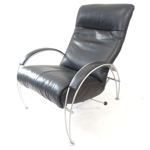 2162 - A post-modern Lafer, Brazil, Billie reclining lounge chair, with retractable footrest, with maker's ... 