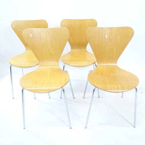 2164 - A set of 4 contemporary bent-ply stacking chairs