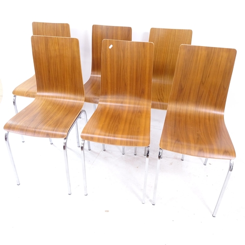 2165 - A set of 6 mid-century style bent-ply dining chairs, on chrome legs