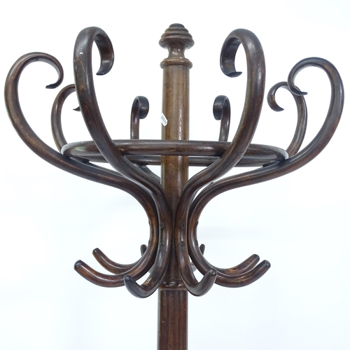 2166 - An early 20th century Thonet bentwood hat and coat stand, H205cm