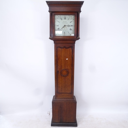 2168 - R T SMITH NOTTINGHAM - an 18th century 30-hour clock, with single secondary dial, oak-cased, with pe... 