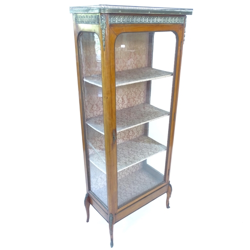 2170 - A reproduction hardwood display cabinet, with single glazed panelled door and 4 shelves, W66cm, H156... 