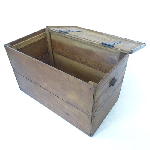 2173 - A Vintage stained pine blanket box, W81cm, H48cm, D45cm