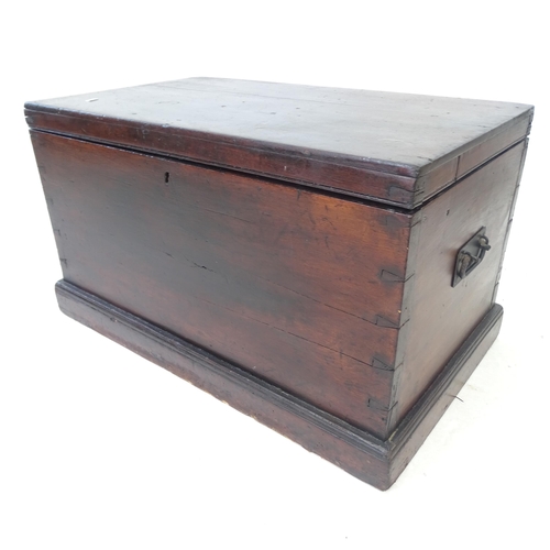 2174 - An early 20th century stained pine blanket box, W77cm, H44cm, D45cm