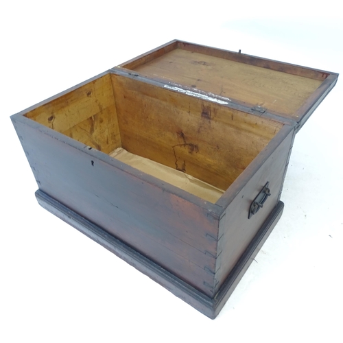 2174 - An early 20th century stained pine blanket box, W77cm, H44cm, D45cm