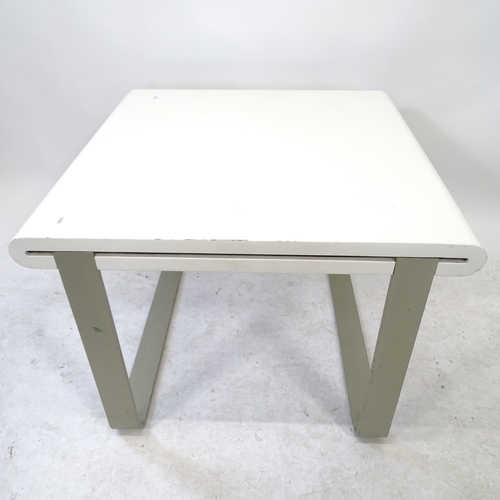 2176 - A mid-century style square-top coffee table, on sled base, W70cm, H51cm