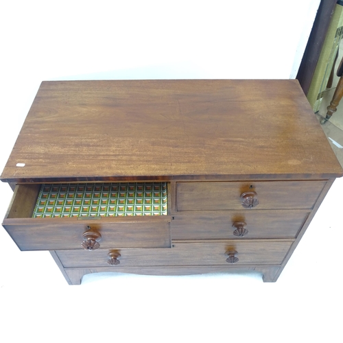 2187 - A 19th century mahogany chest of 2 short and 2 long drawers, on bracket feet, W108cm, H86cm, D55cm