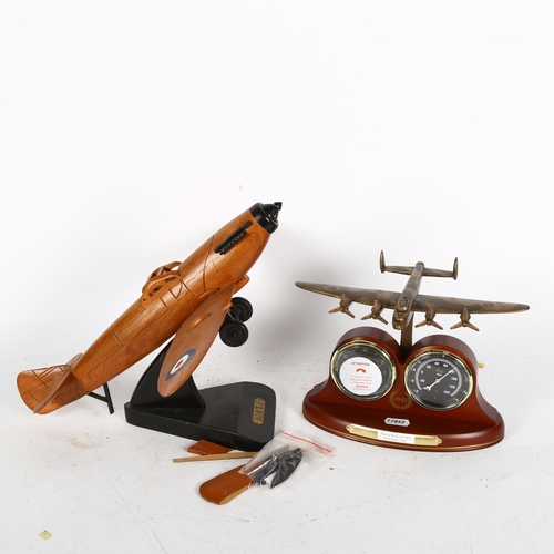 470 - A wooden model plane on stand, 