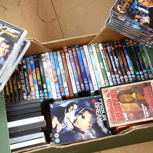 498 - A boxful of DVDs, including James Bond, and Line Of Duty