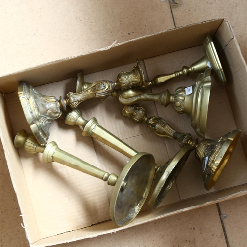 509 - Brass candlesticks, SNCF lantern