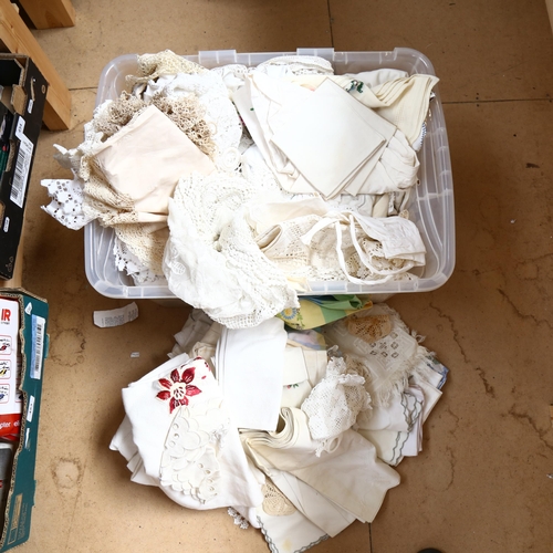 511 - A large boxful of table linen, lace mats etc