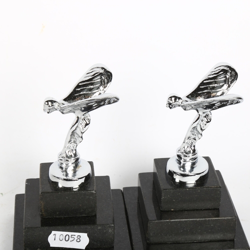 540 - 2 Rolls Royce style car mascots, on stepped plinths, height 12cm overall