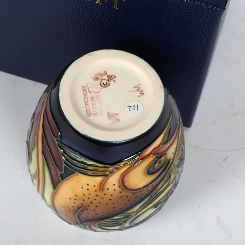 590 - MOORCROFT - a vase in Trout design, height 9.5cm, boxed