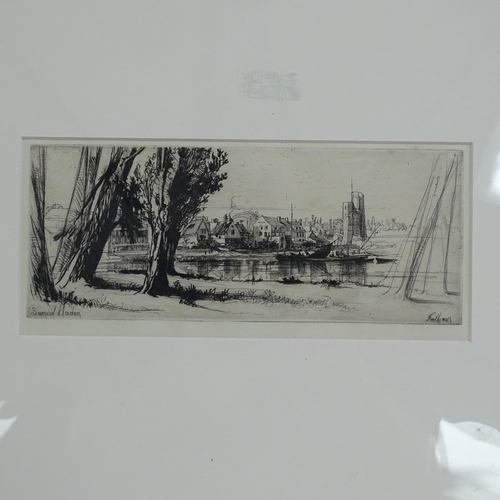 1882 - Seymour Haden, etching, Fulham, signed in the plate, plate size 11cm x 27cm, framed