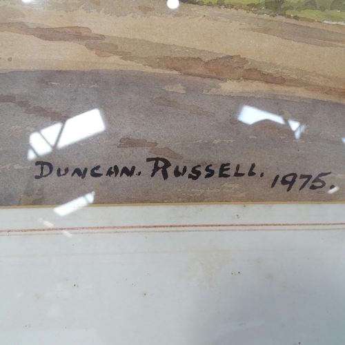 1892 - Duncan Russell, watercolour, near Bovey Tracey, 36cm x 53cm, and T Sharples, watercolour, farm lands... 