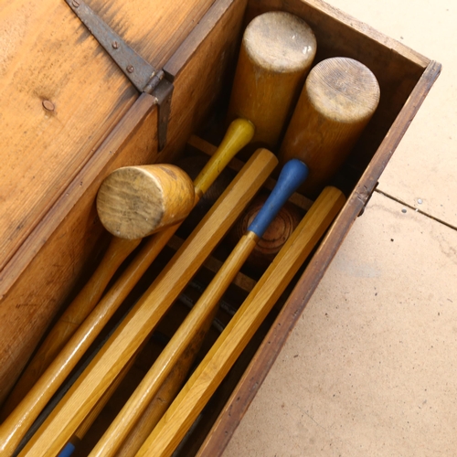 223 - A. W. GAMAGE LTD - a Vintage croquet set for 4 people, in original pine box