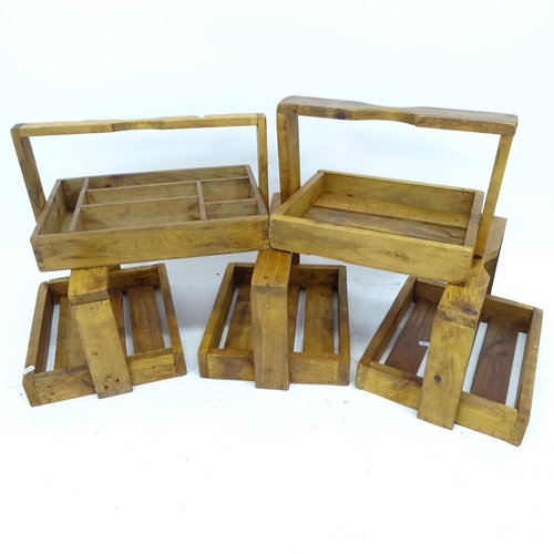 2542 - 4 stained pine trugs, and a cutlery tray (5)