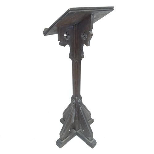 2550 - A Victorian oak Gothic lectern, W49cm, H143cm