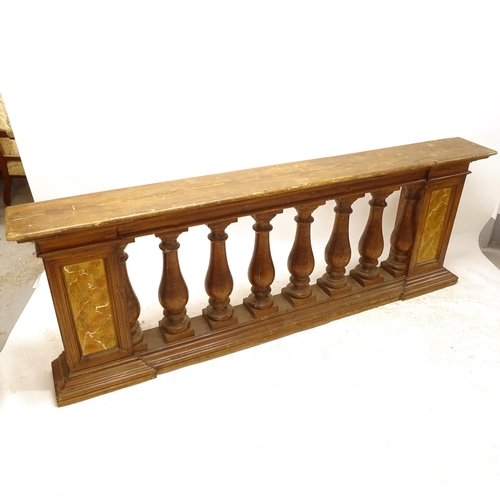 2555 - An Antique oak balustrade, L203cm, H80cm, D26cm