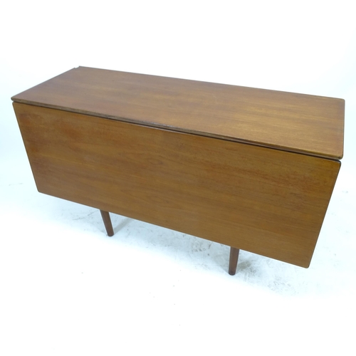 2565 - A teak single drop leaf dining table, L128cm, H72cm, D47cm, and a set of 6 mid-century design dining... 